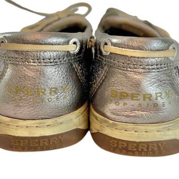 Sperry Silver Sparkle Angelfish Boat Shoe Casual Slip On Flats Size 8.5 Preppy - Picture 7 of 7